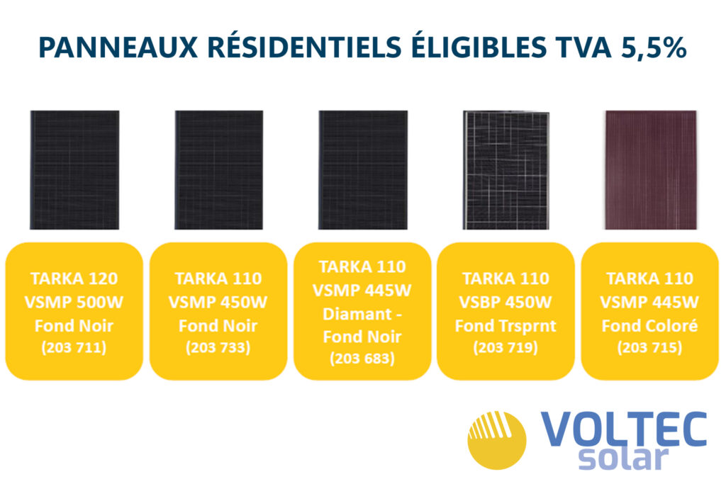 gammes panneaux solaires voltec éligibles TVA 5,5%